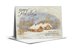 Christmas Brush Stroked Holiday Cabin Cards  7.875